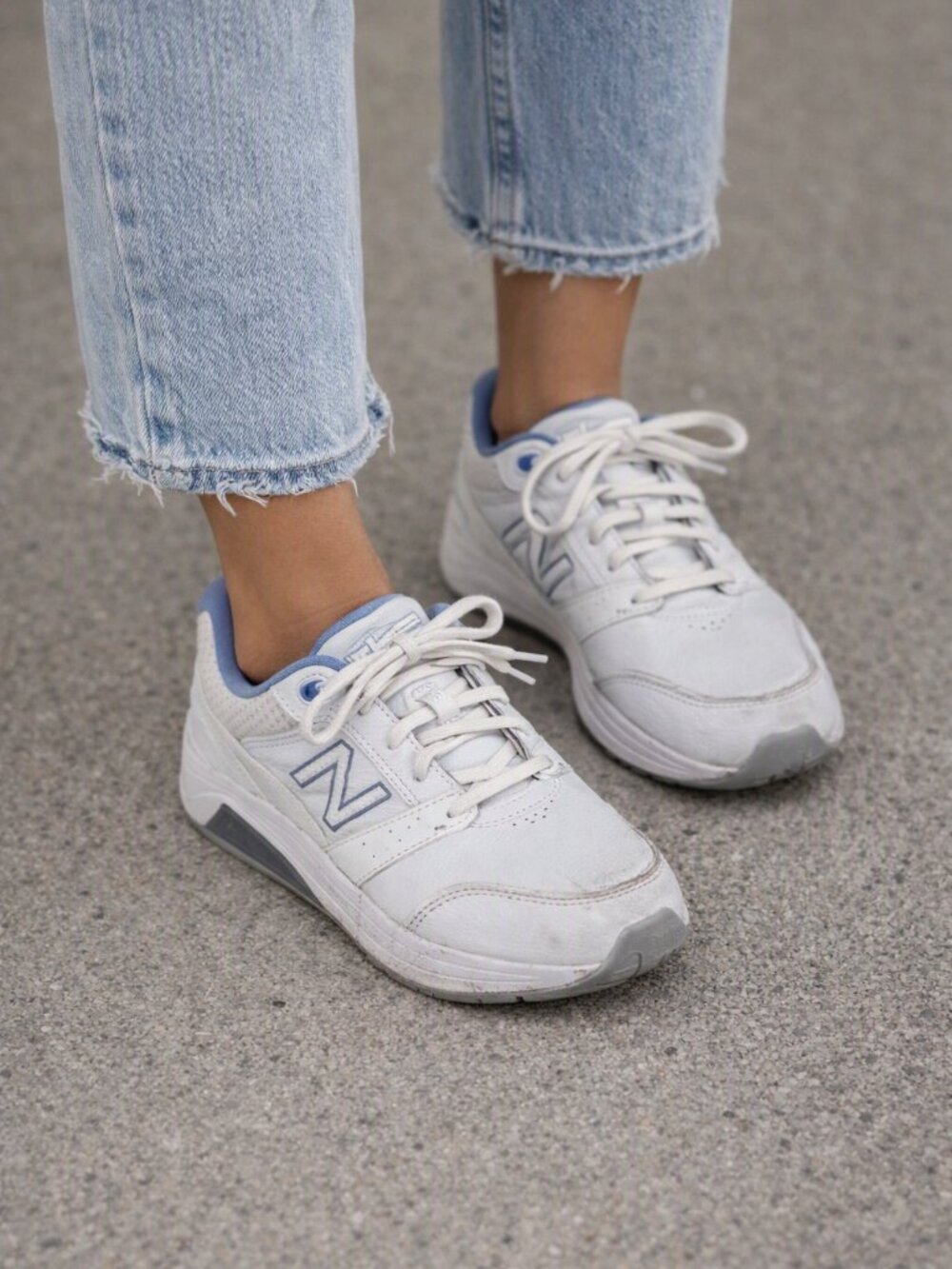 New Balance 928V2 White Sneakers with Light Blue Interior